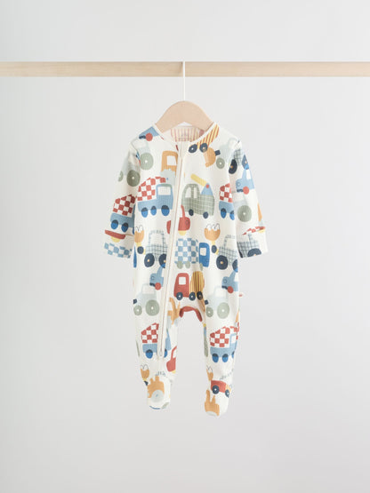 Multi Transport Two Way Zip Baby Sleepsuits 3 Pack (0mths-2yrs) image 3