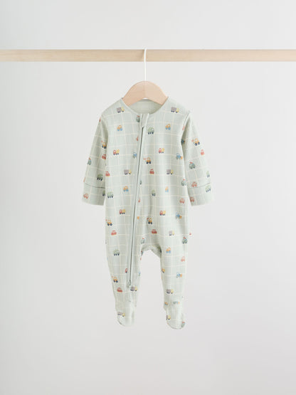 Multi Transport Two Way Zip Baby Sleepsuits 3 Pack (0mths-2yrs) image 4