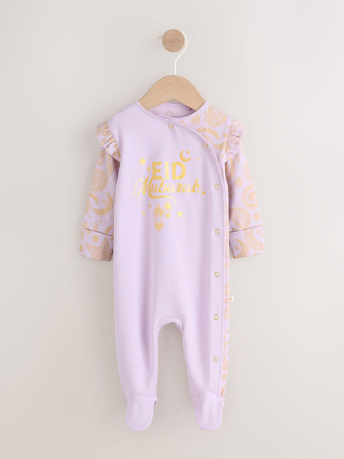 Lilac Purple EID Baby Sleepsuit (0mths-2yrs) image 1