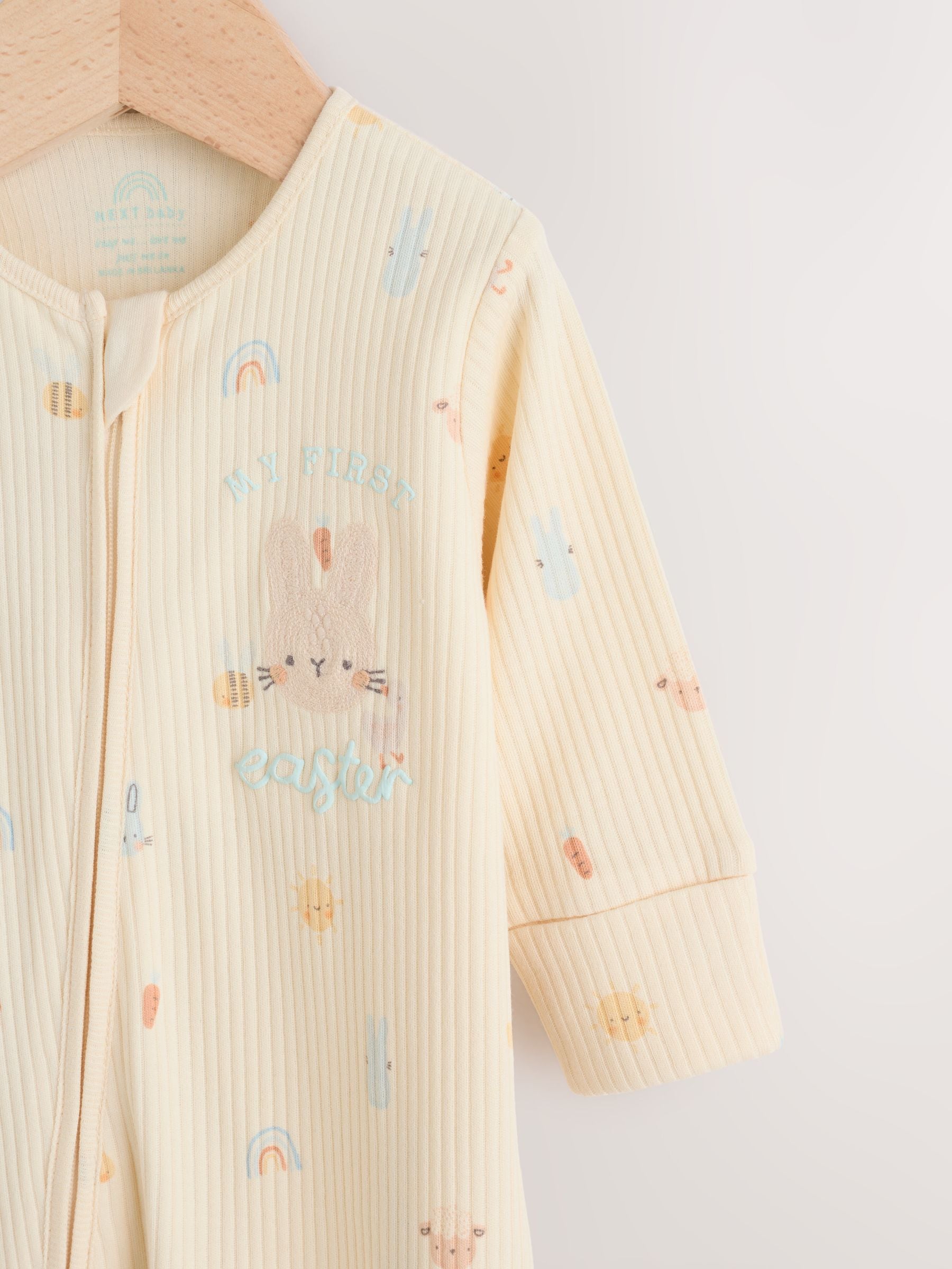 Neutral My First Easter Two Way Zip Baby Sleepsuit (0-18mths) image 3