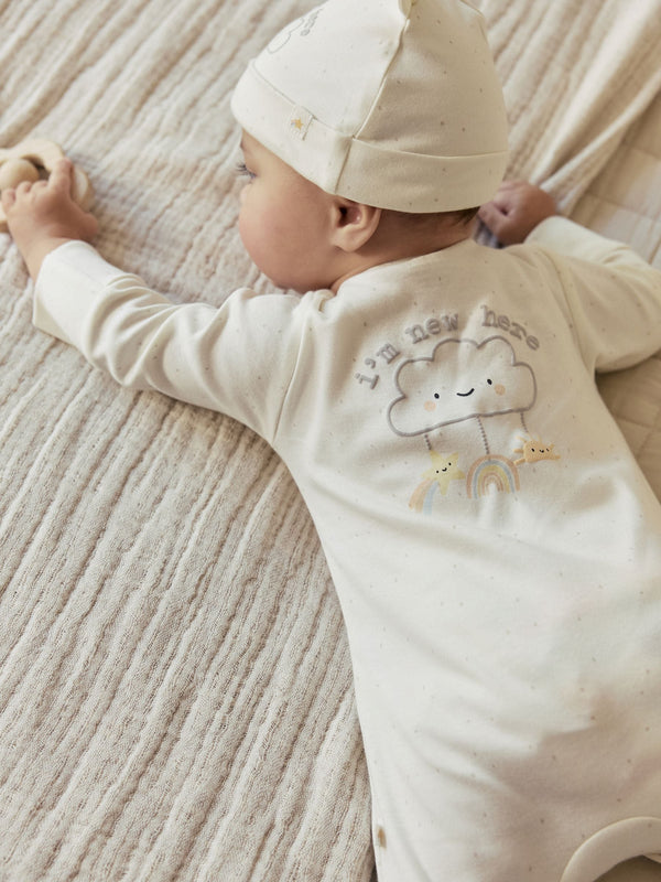 Neutral Im New Here Sleepsuit And Hat Set (0-9mths) image 1