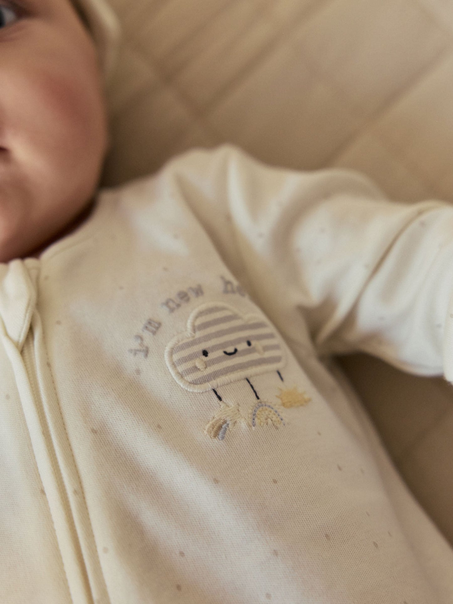 Neutral Im New Here Sleepsuit And Hat Set (0-9mths) image 5