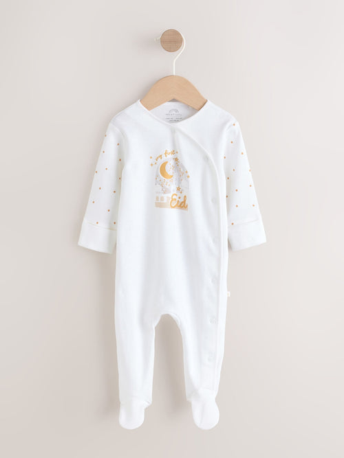 White My First EID Baby Sleepsuit (0mths-2yrs) image 1