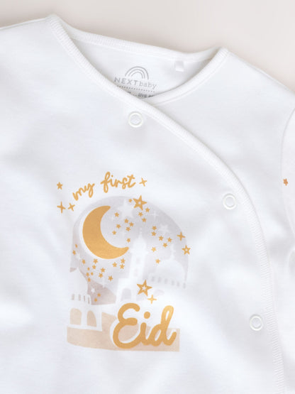 White My First EID Baby Sleepsuit (0mths-2yrs) image 5