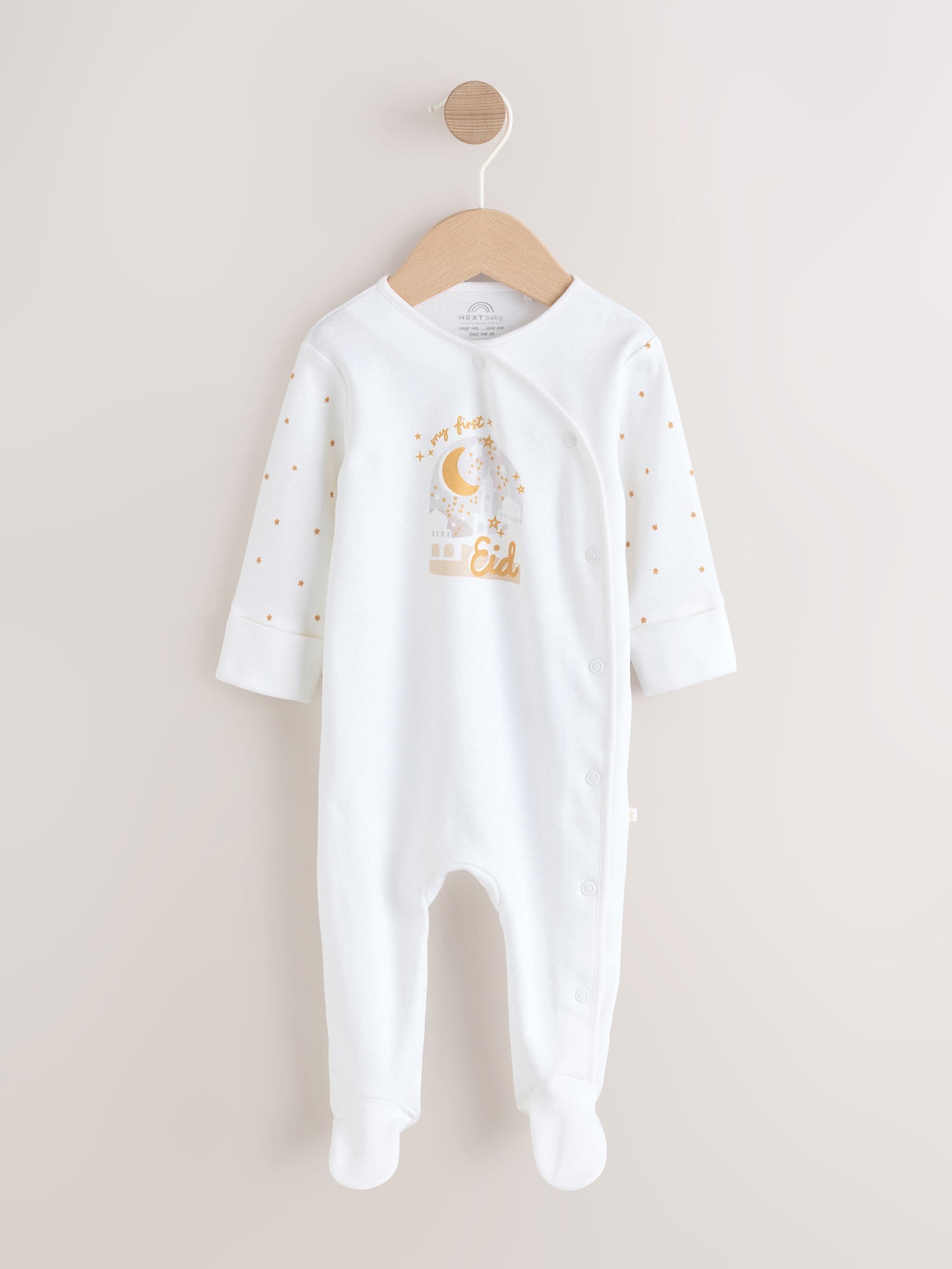 White My First EID Baby Sleepsuit (0mths-2yrs) image 1