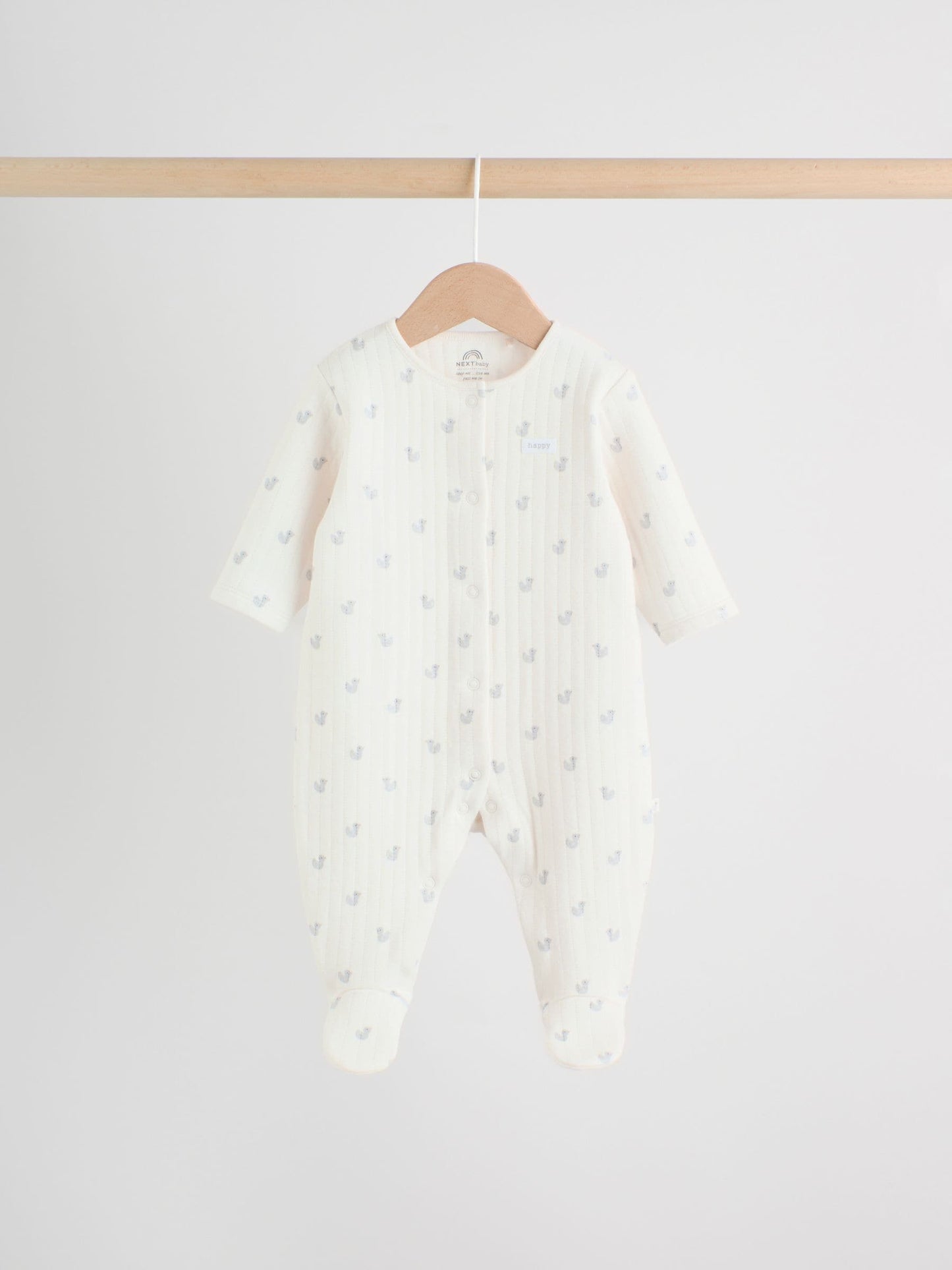 Grey Baby Quilted Sleepsuits 2 Pack image 3
