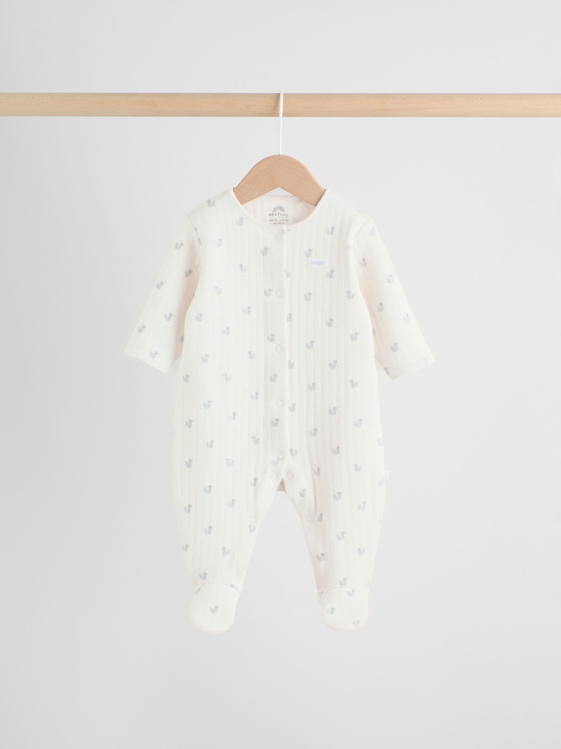 Grey Baby Quilted Sleepsuits 2 Pack image 3