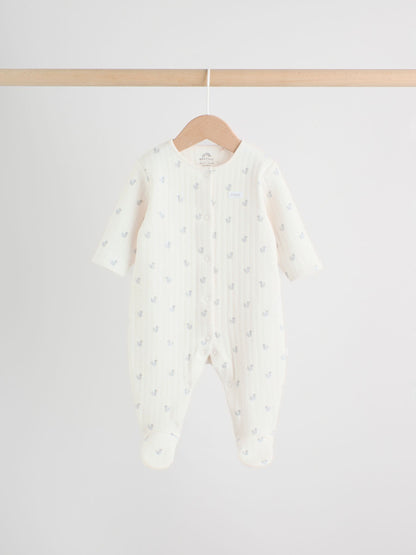 Grey Baby Quilted Sleepsuits 2 Pack image 3