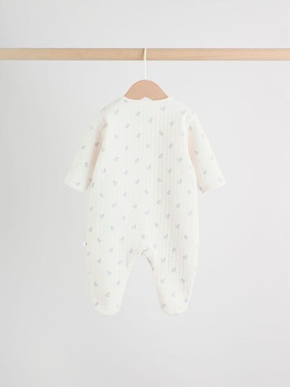 Grey Baby Quilted Sleepsuits 2 Pack image 4