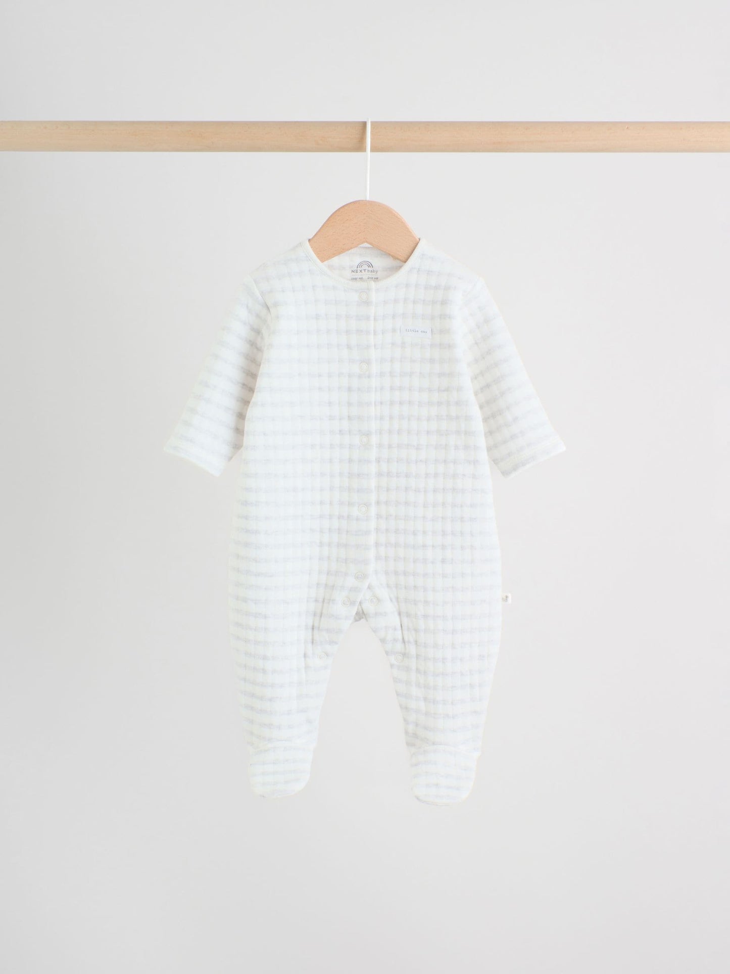 Grey Baby Quilted Sleepsuits 2 Pack image 5