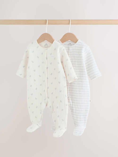 Grey Baby Quilted Sleepsuits 2 Pack image 1