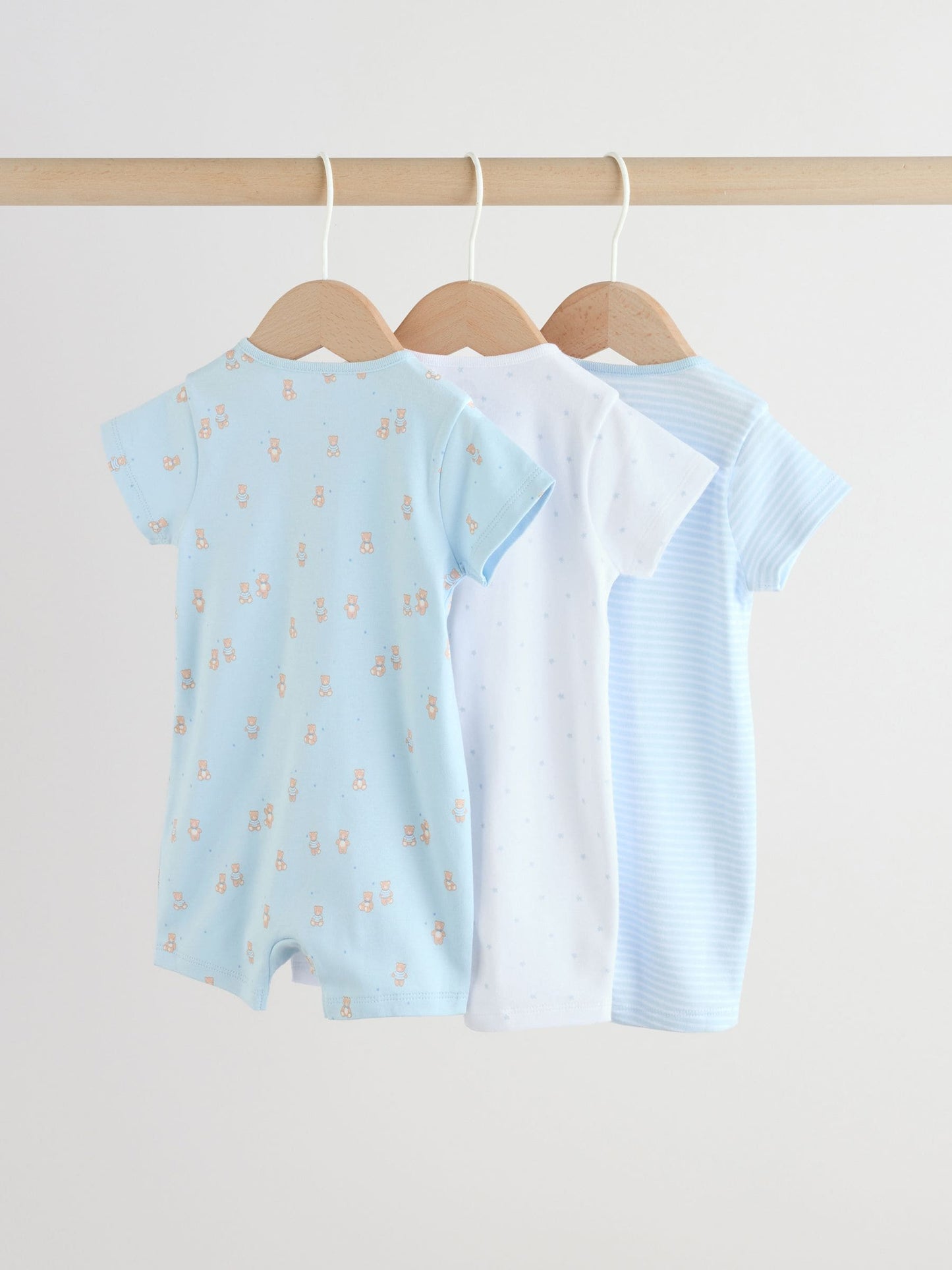 Blue Two Way Zip Baby Rompers 3 Pack (0mths-3yrs) image 2