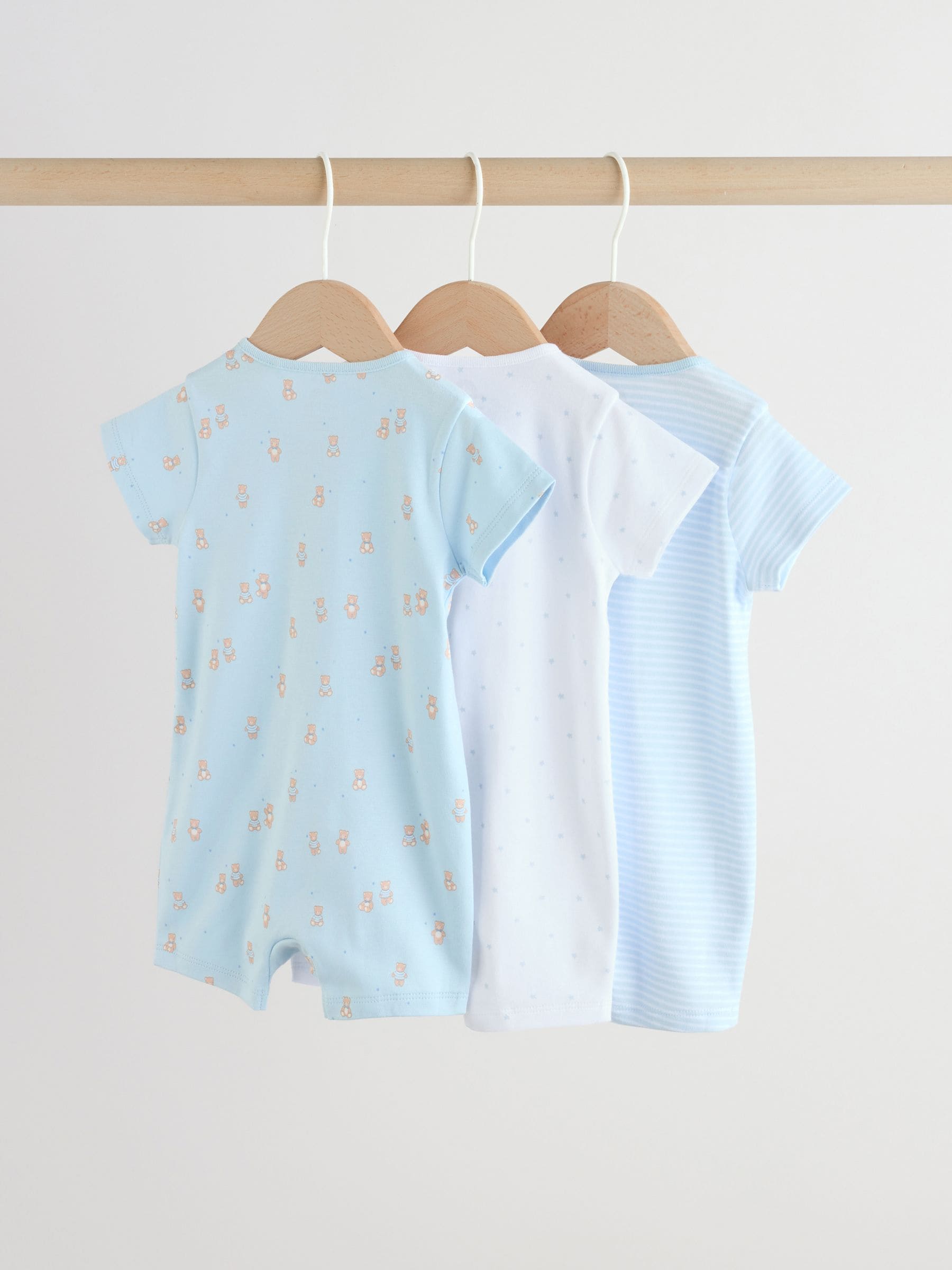 Blue Two Way Zip Baby Rompers 3 Pack (0mths-3yrs) image 2