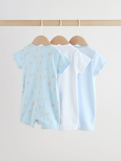 Blue Two Way Zip Baby Rompers 3 Pack (0mths-3yrs) image 2