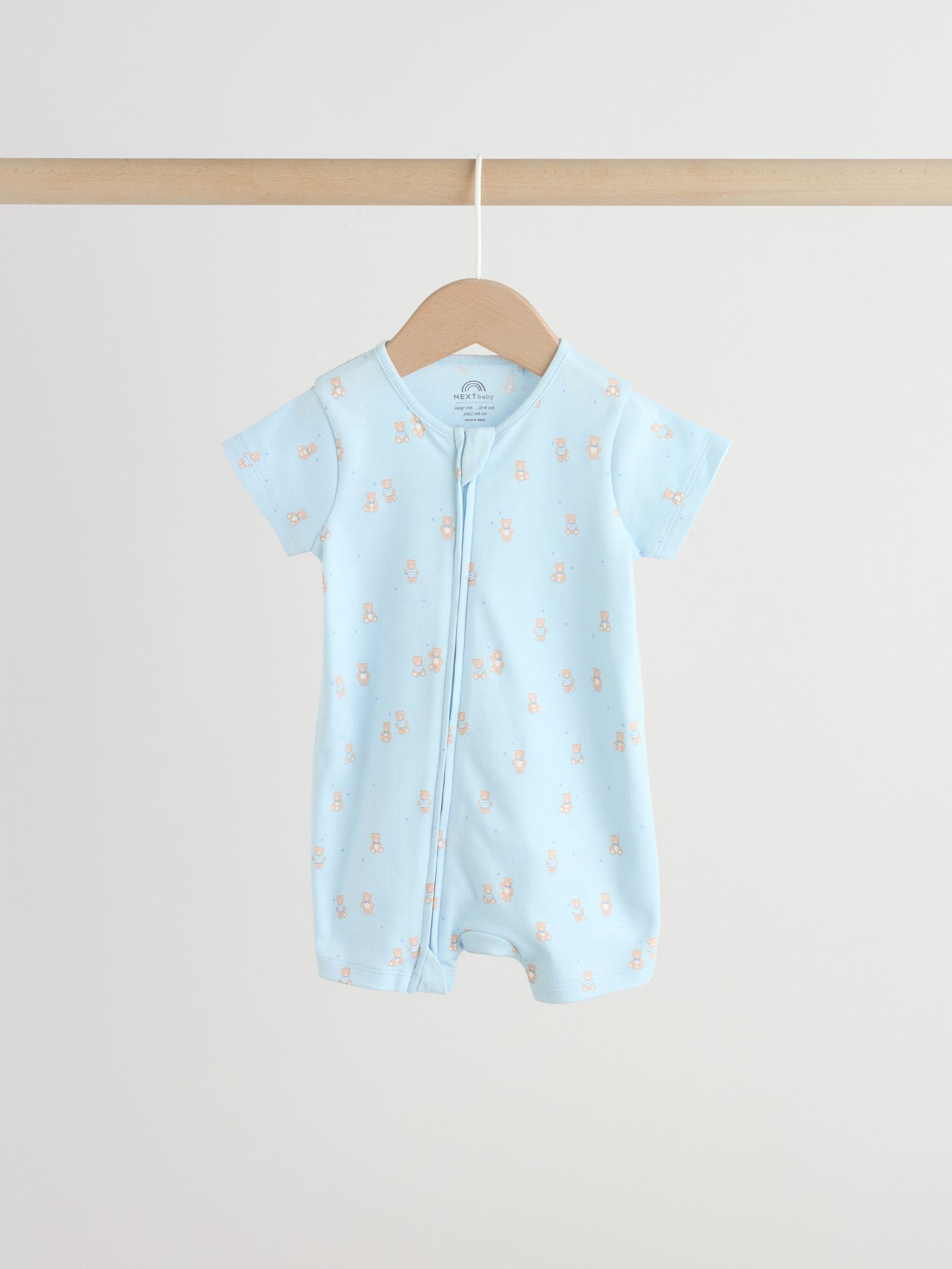 Blue Two Way Zip Baby Rompers 3 Pack (0mths-3yrs) image 3