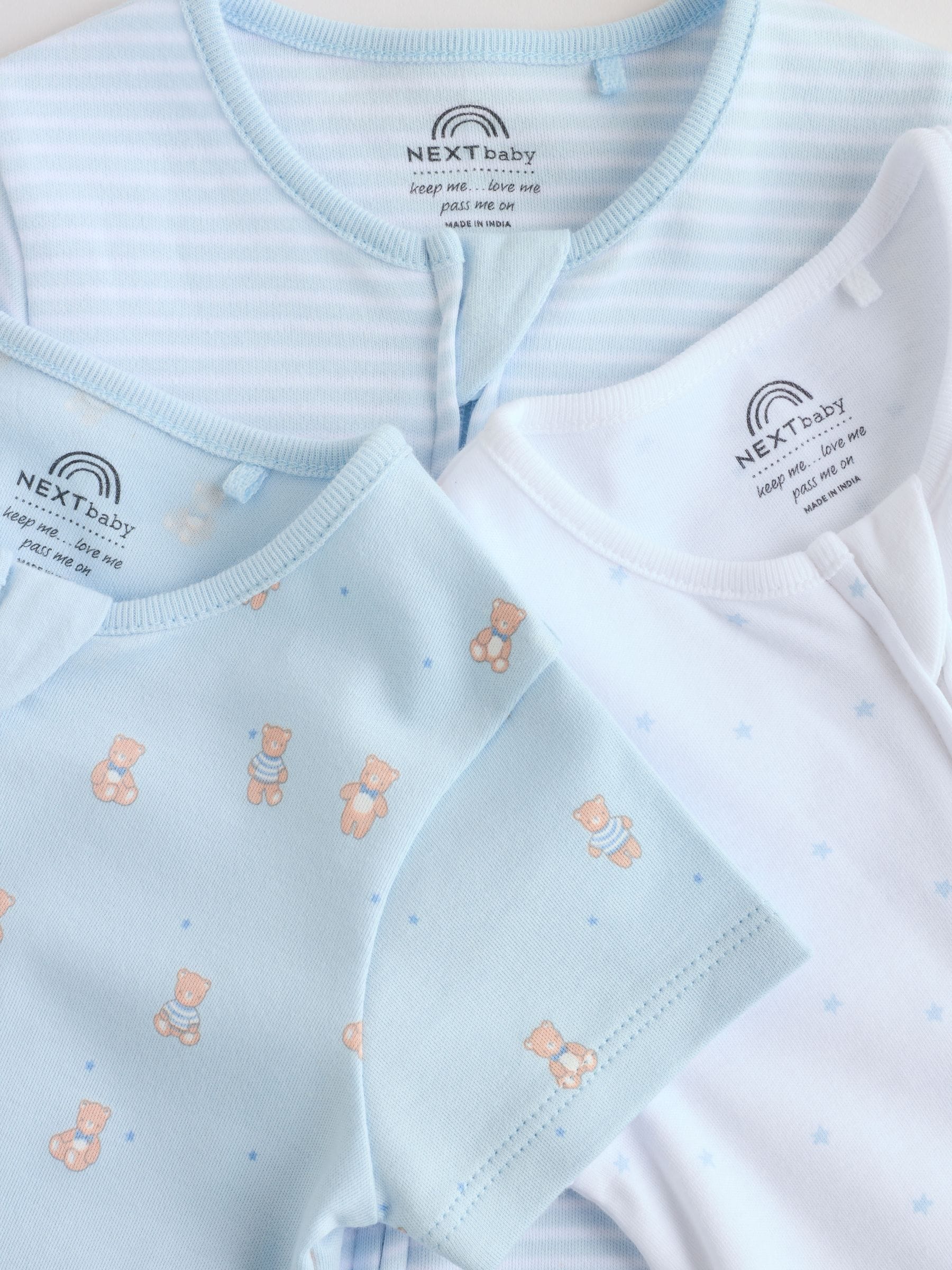 Blue Two Way Zip Baby Rompers 3 Pack (0mths-3yrs) image 8