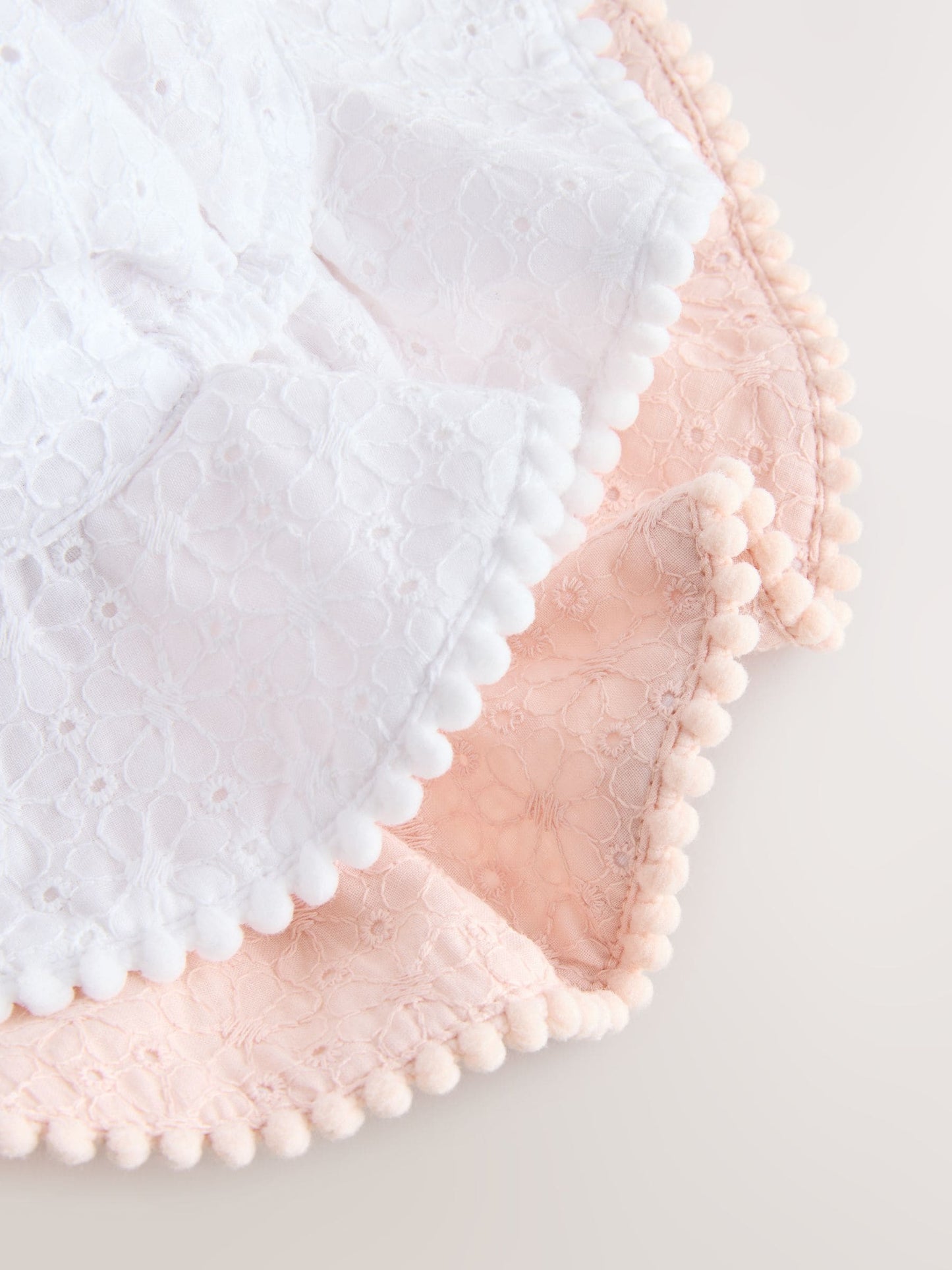 Pink and White Broderie 2pk Baby Bucket Hat image 4