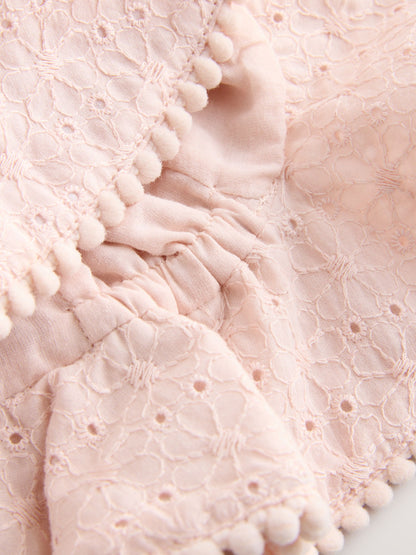 Pink and White Broderie 2pk Baby Bucket Hat image 5
