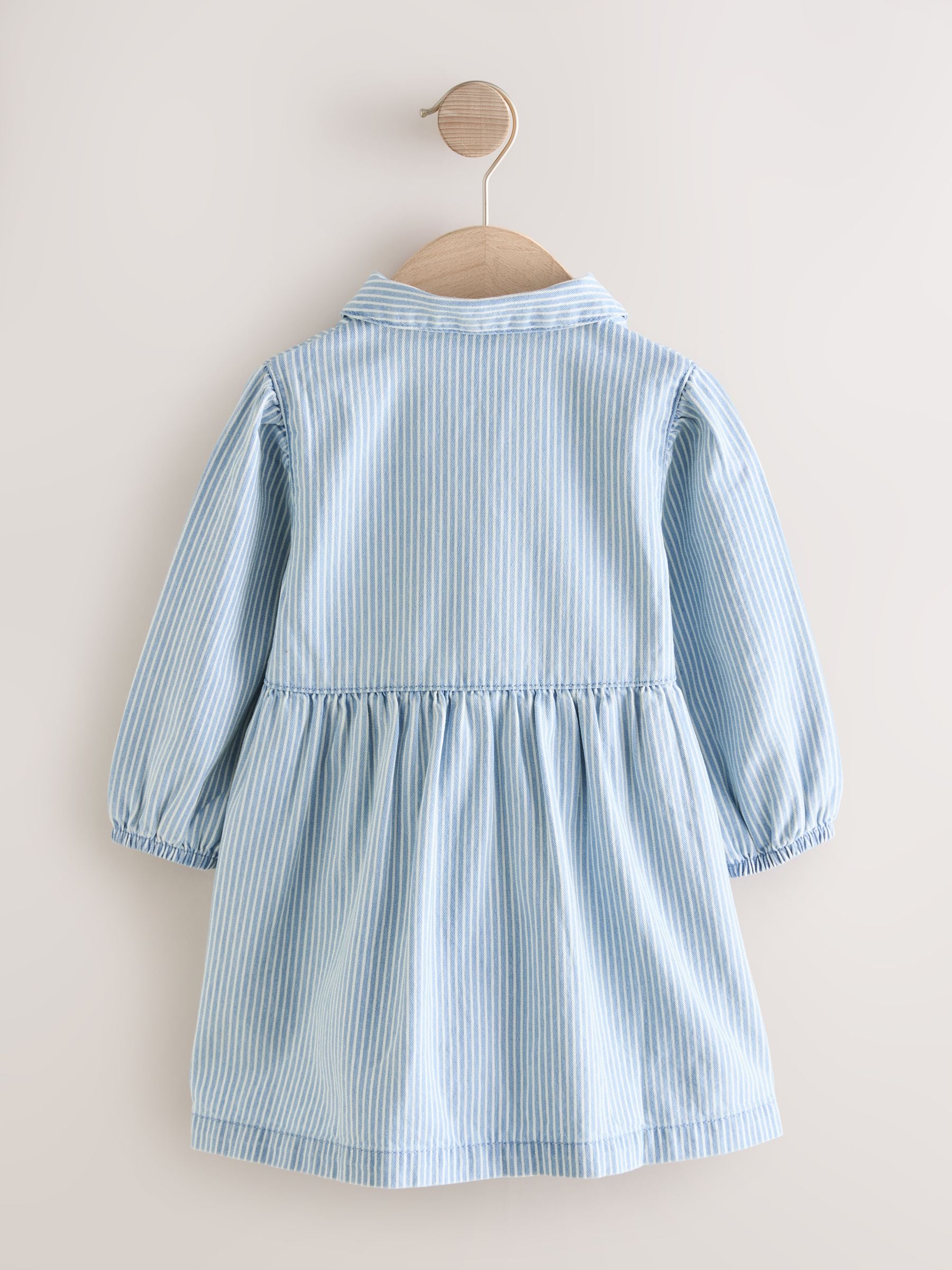 Blue Stripe Long Sleeve Cotton Dress (3mths-8yrs) image 5
