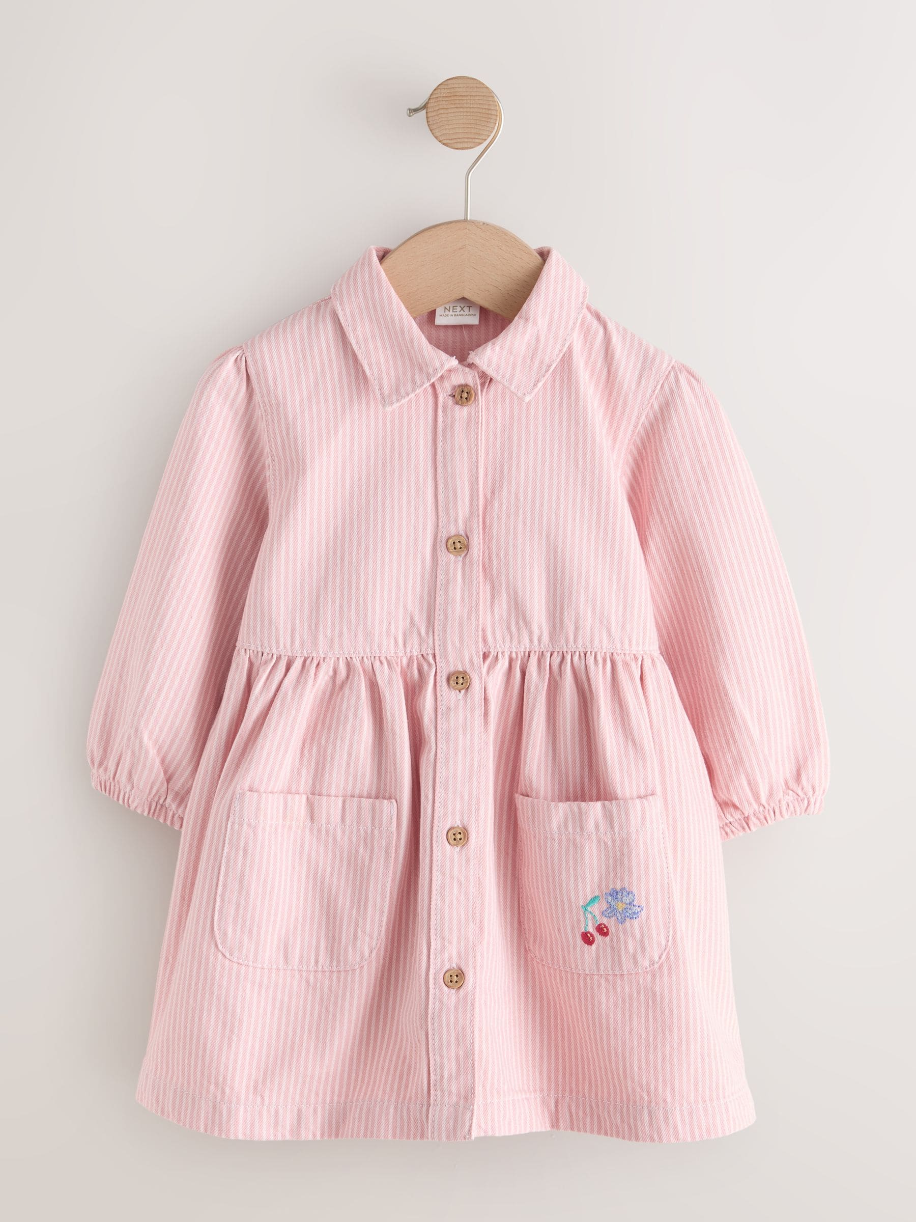 Pink Stripe Long Sleeve Cotton Dress (3mths-8yrs) image 5
