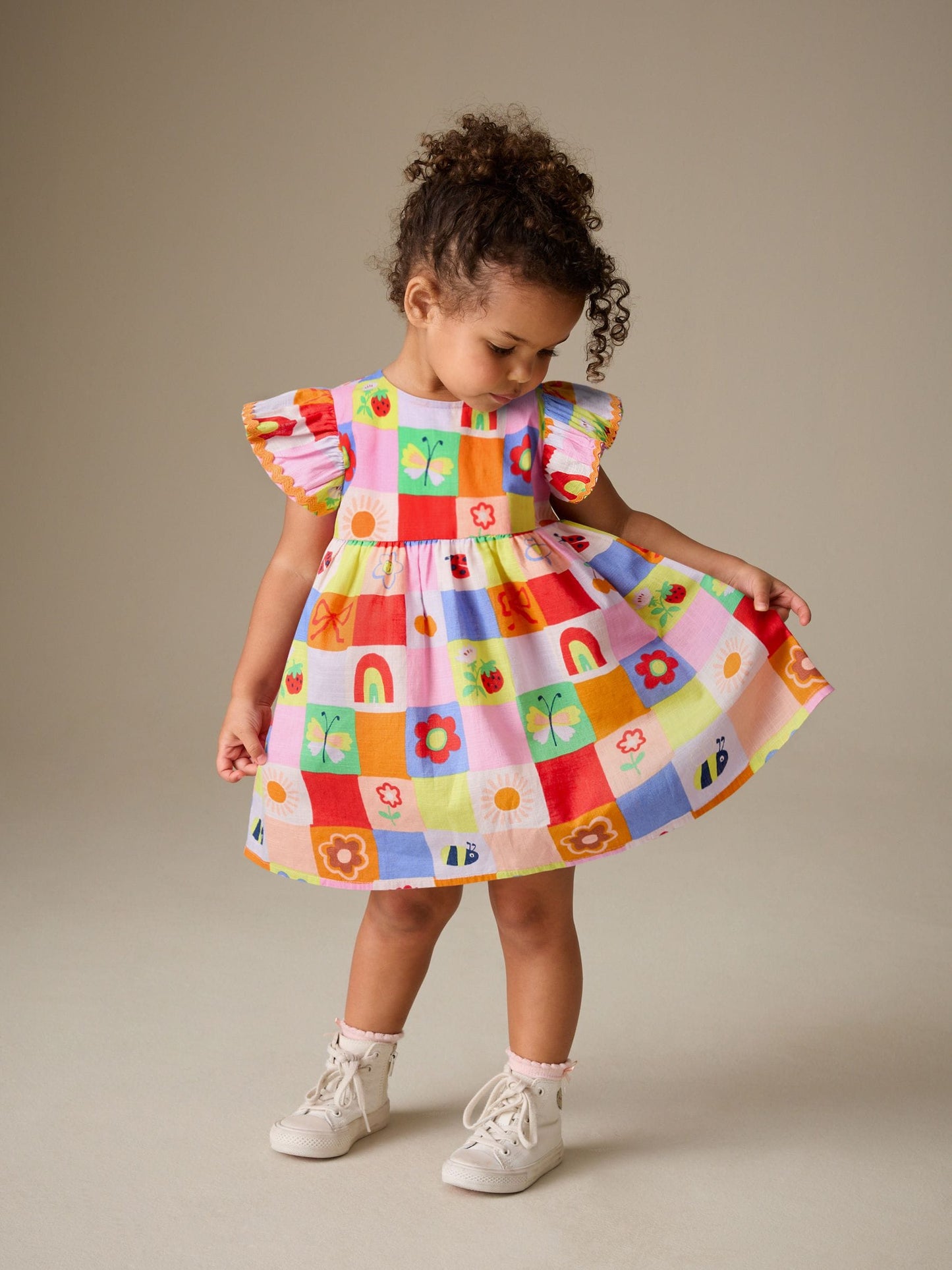 Multi Character Ric Rac Frill Sleeve Dress (3mths-8yrs) image 1