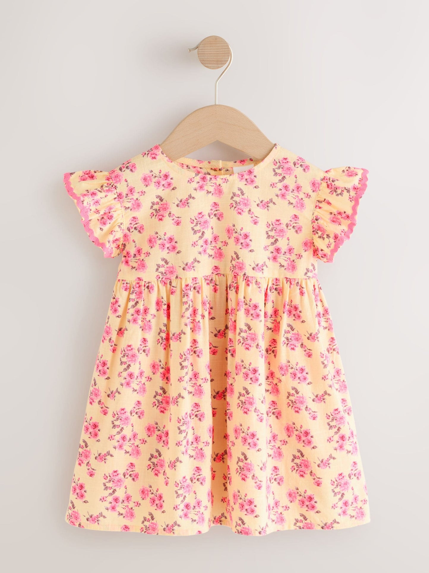 Yellow Ditsy Ric Rac Frill Sleeve Dress (3mths-8yrs) image 5