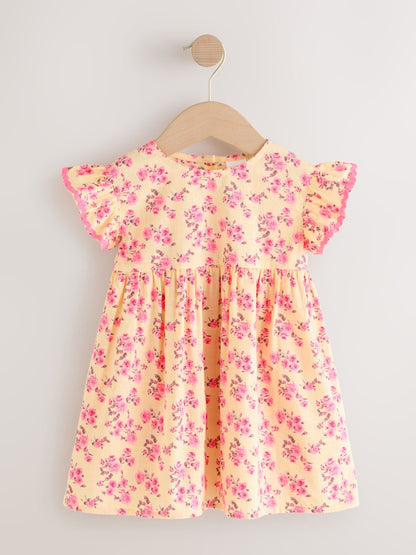 Yellow Ditsy Ric Rac Frill Sleeve Dress (3mths-8yrs) image 5