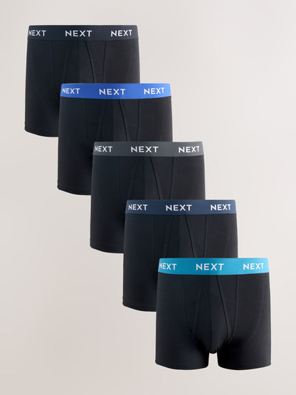 Dsiney Kidz - Blue/ Black Waistbands 5 Pack A-Front Cotton Rich Boxers image 1