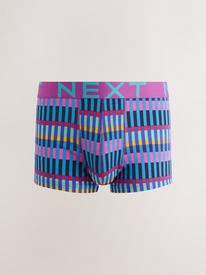 Dsiney Kidz - Bright Blue/Purple Geo 5 Pack Hipster Cotton Rich Boxers image 6