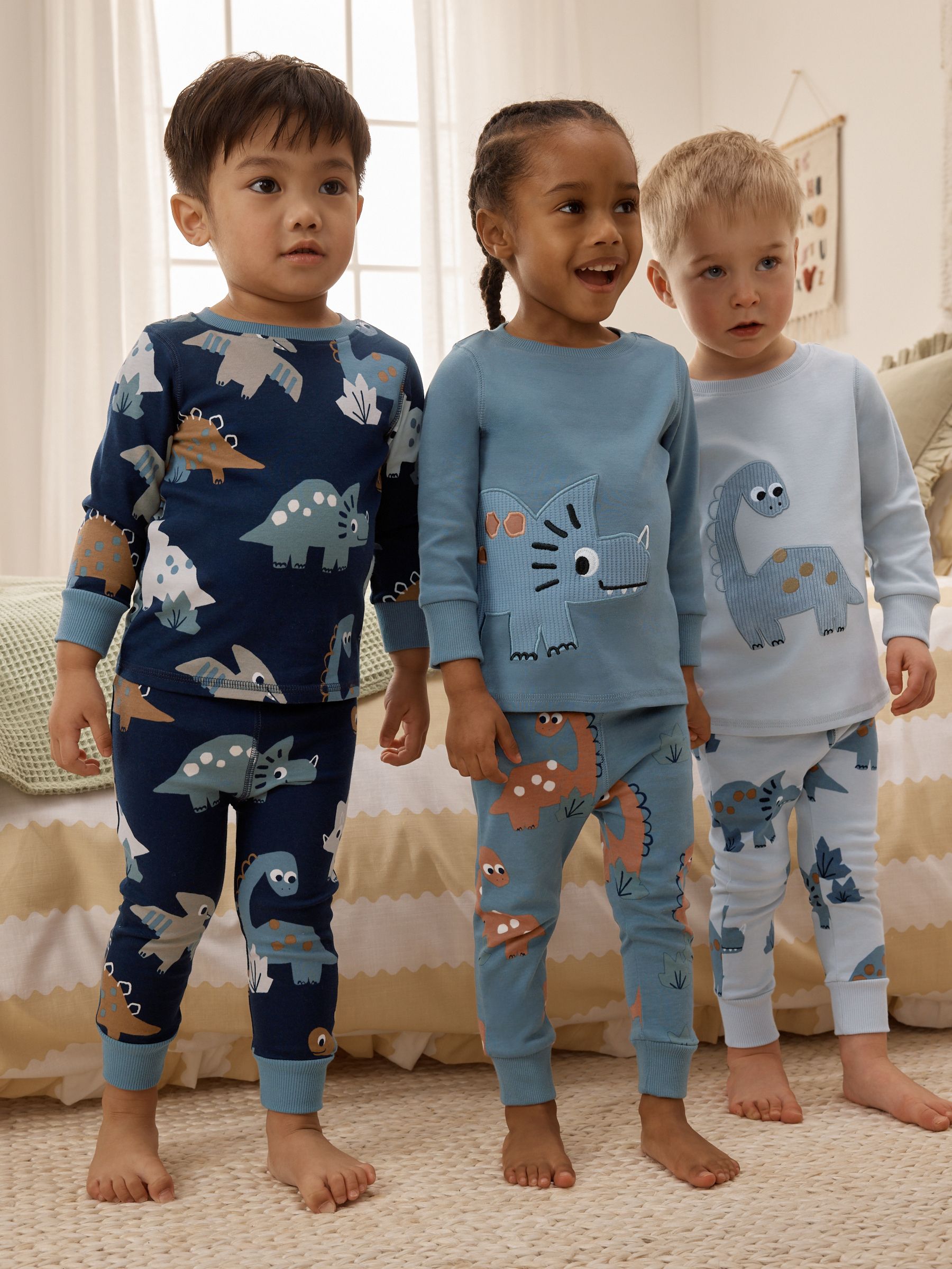 Navy/Grey Dinosaur Snuggle Pyjamas 3 Pack (9mths-8yrs) image 1