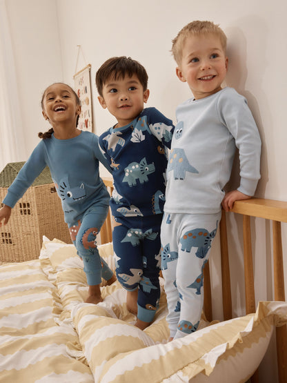Navy/Grey Dinosaur Snuggle Pyjamas 3 Pack (9mths-8yrs) image 6
