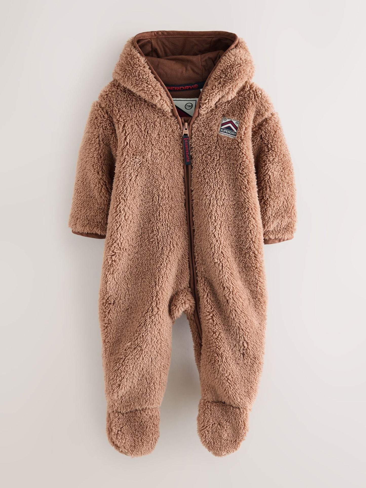Superdry Brown Teddy Fleece Pramsuit image 1