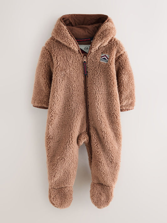 Superdry Brown Teddy Fleece Pramsuit image 1