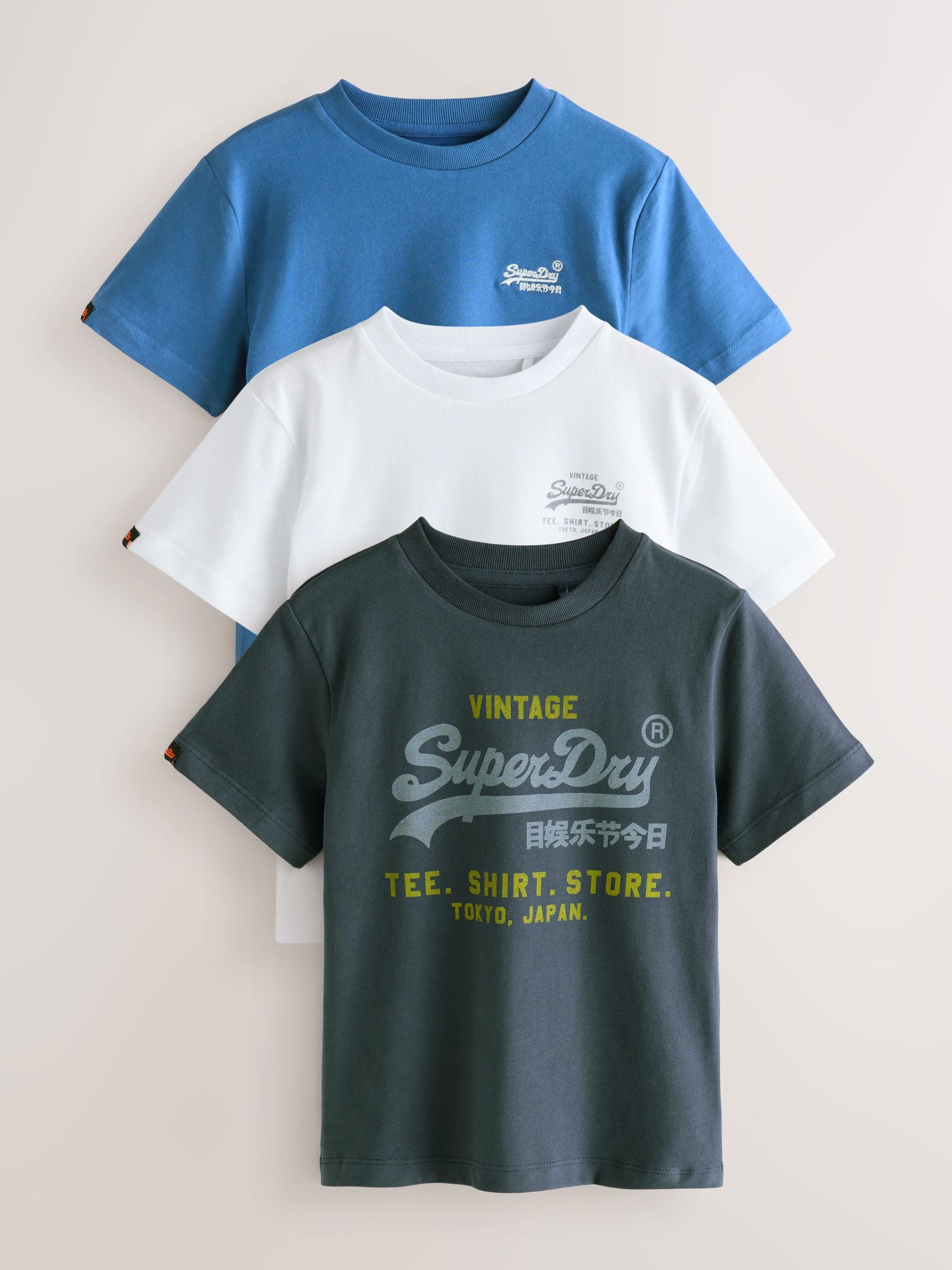 Dsiney Kidz - Superdry Blue White T-Shirts 3 Pack image 1