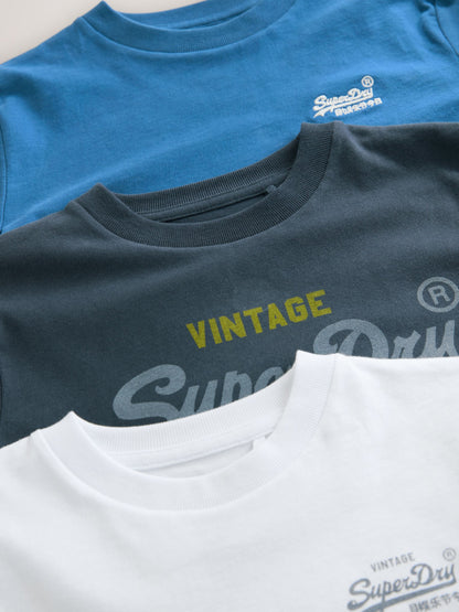 Dsiney Kidz - Superdry Blue White T-Shirts 3 Pack image 6