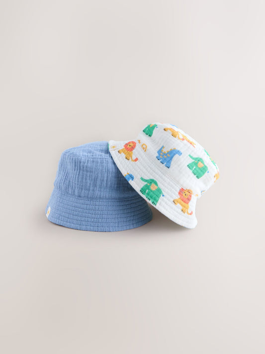 Blue Colbalt Baby Bucket Hats 2 Pack (0mths-2yrs) image 1