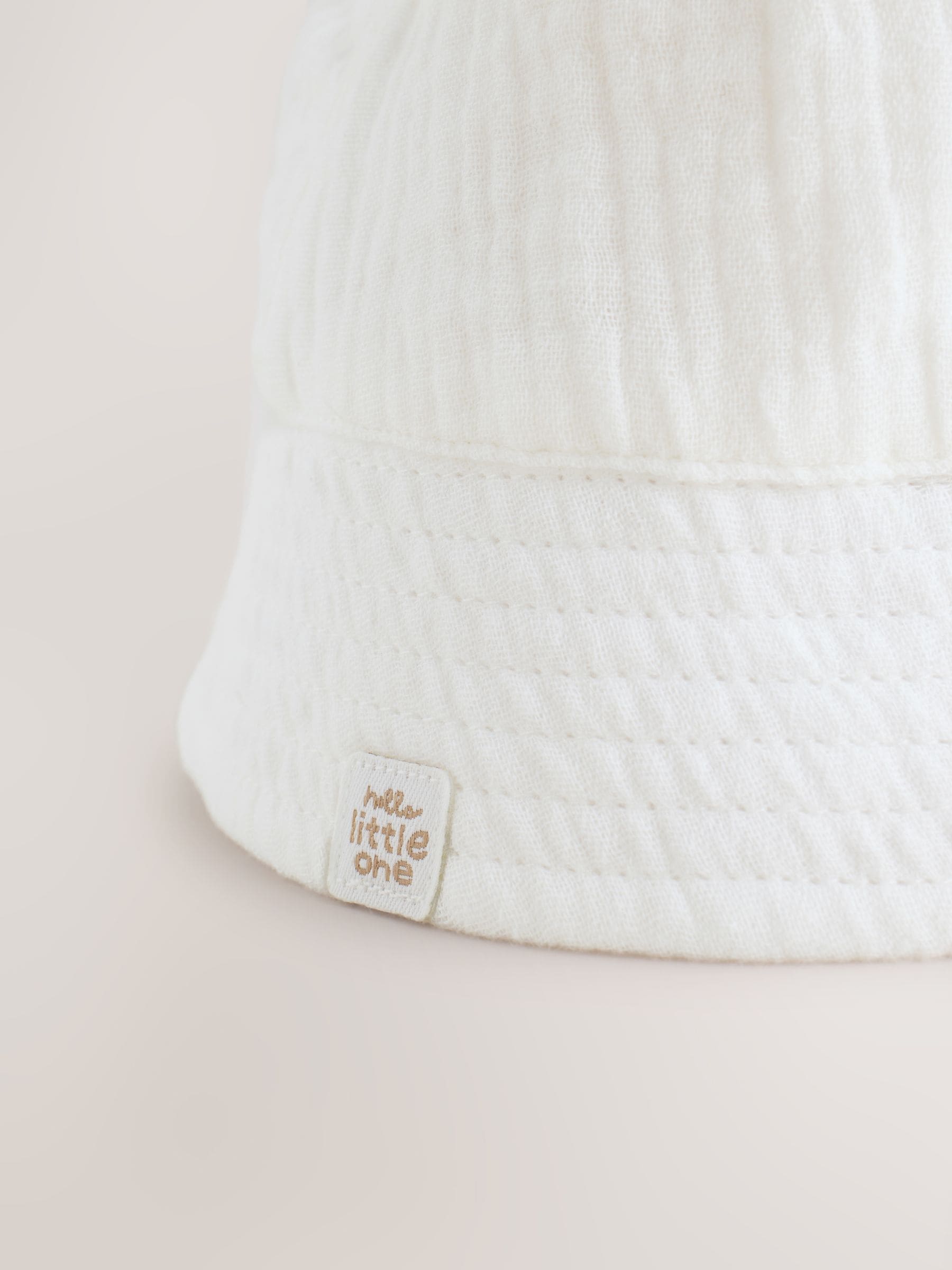 White Crinkle Baby Bucket Hat image 2