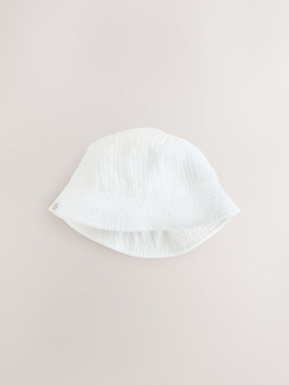 White Crinkle Baby Bucket Hat image 1