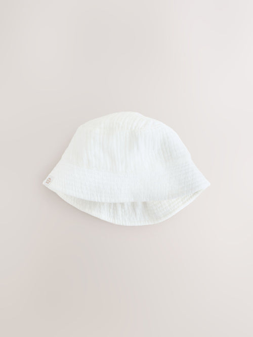 White Crinkle Baby Bucket Hat image 1
