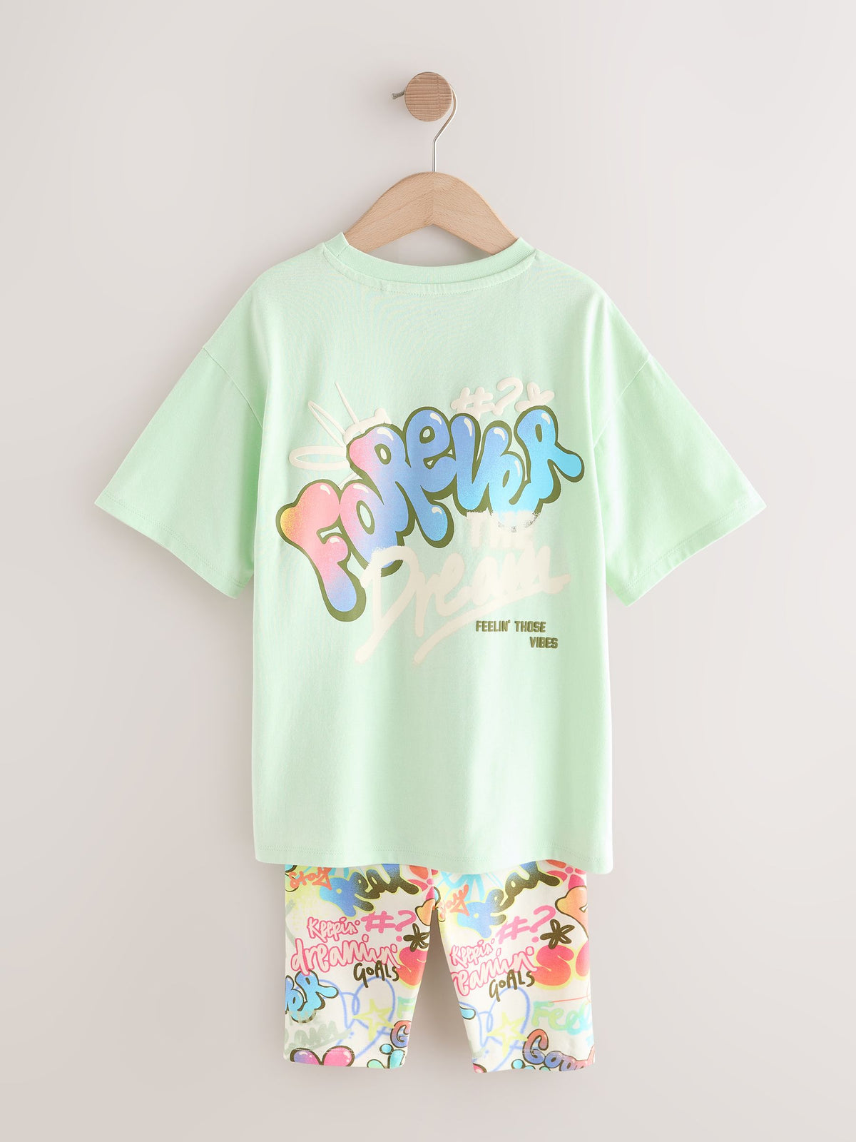 Dsiney Kidz - Green Graffiti T-Shirt and Cycling Shorts Set (3-16yrs) image 8