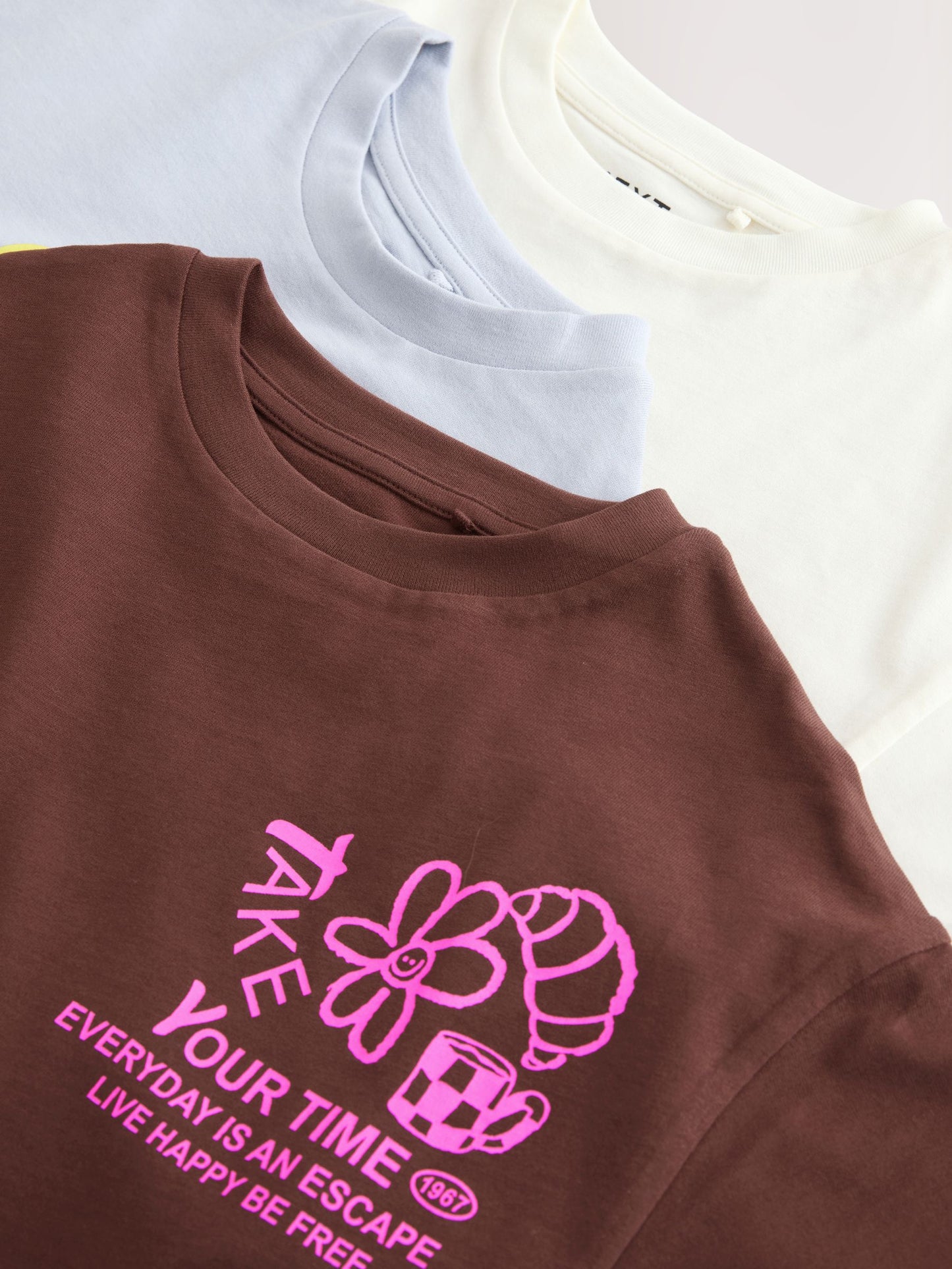 Dsiney Kidz - Chocolate Brown Cafe Oversized Graphic T-Shirts 3 Pack (3-16yrs) image 7