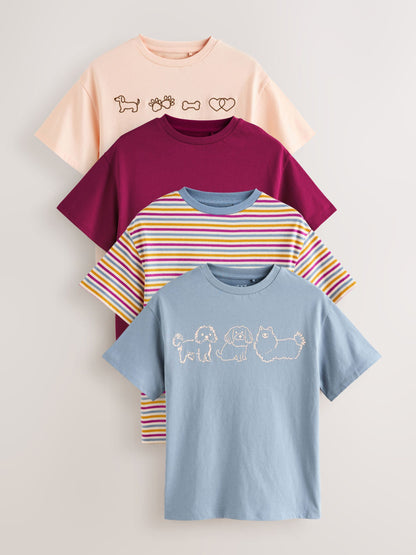 Dsiney Kidz - Dog Graphic Oversized Graphic T-Shirts 4 Pack (3-16yrs) image 1