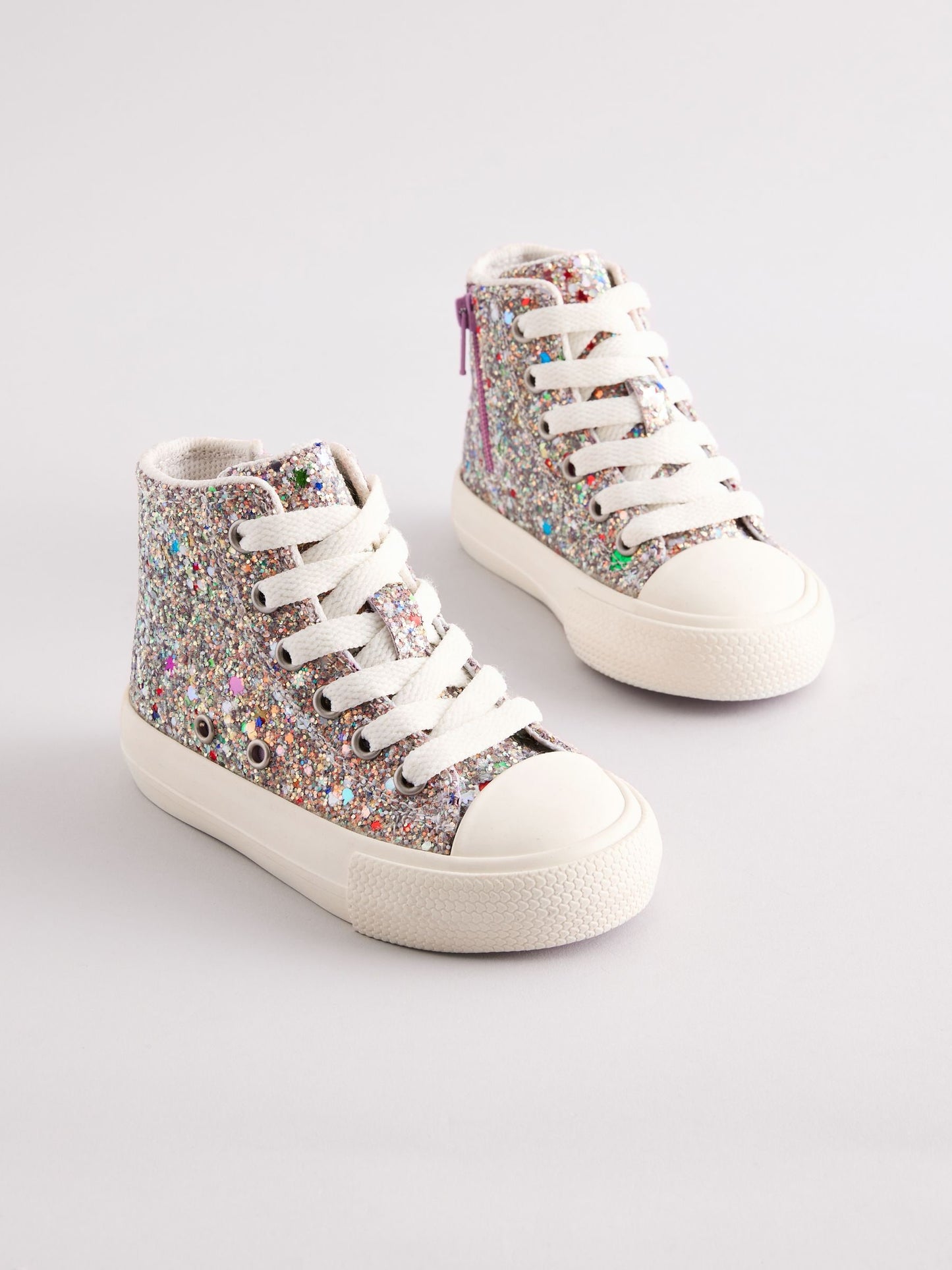 Multi Glitter Wide Fit (G) High Top Trainers image 2