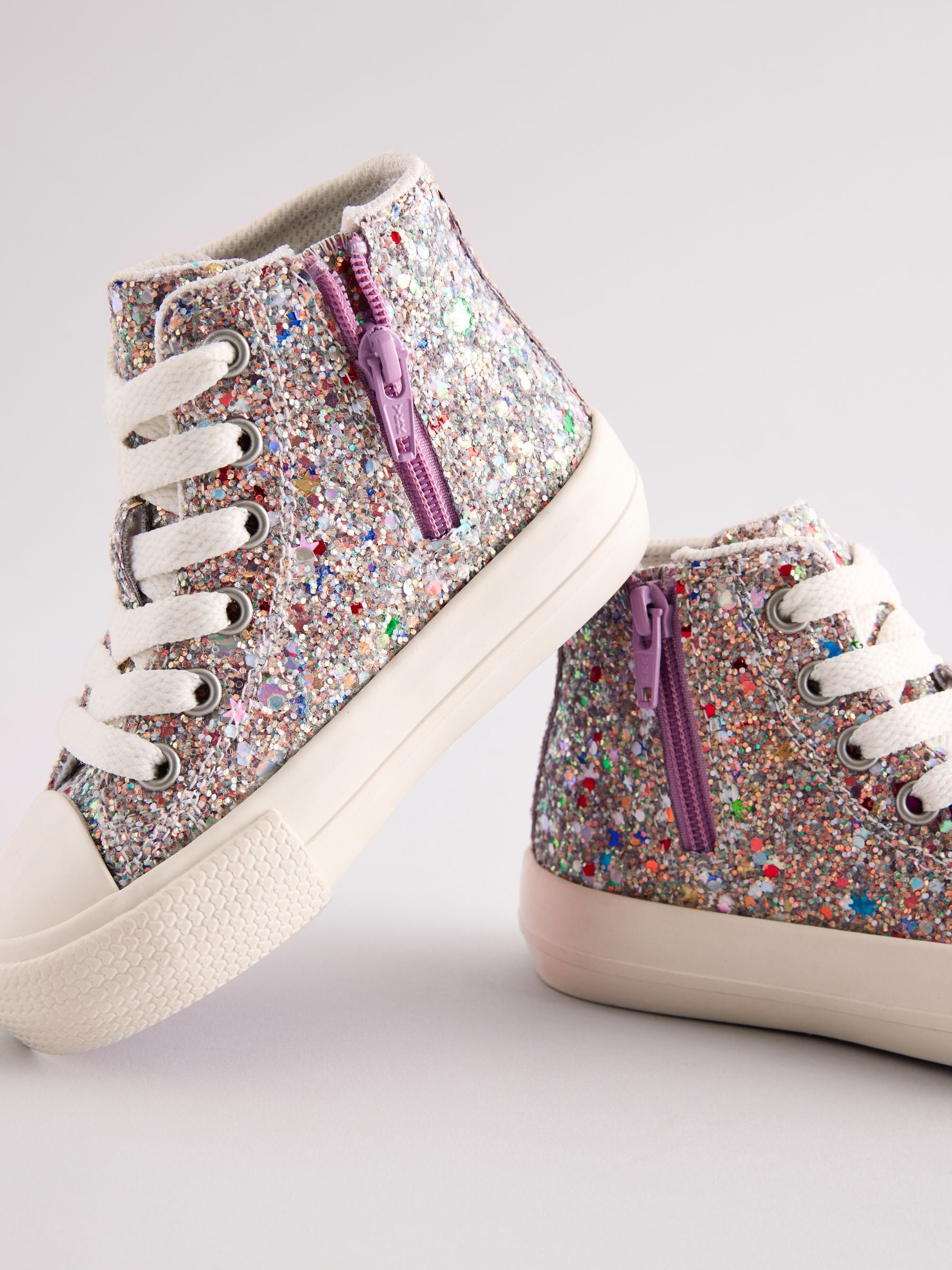 Multi Glitter Wide Fit (G) High Top Trainers image 3