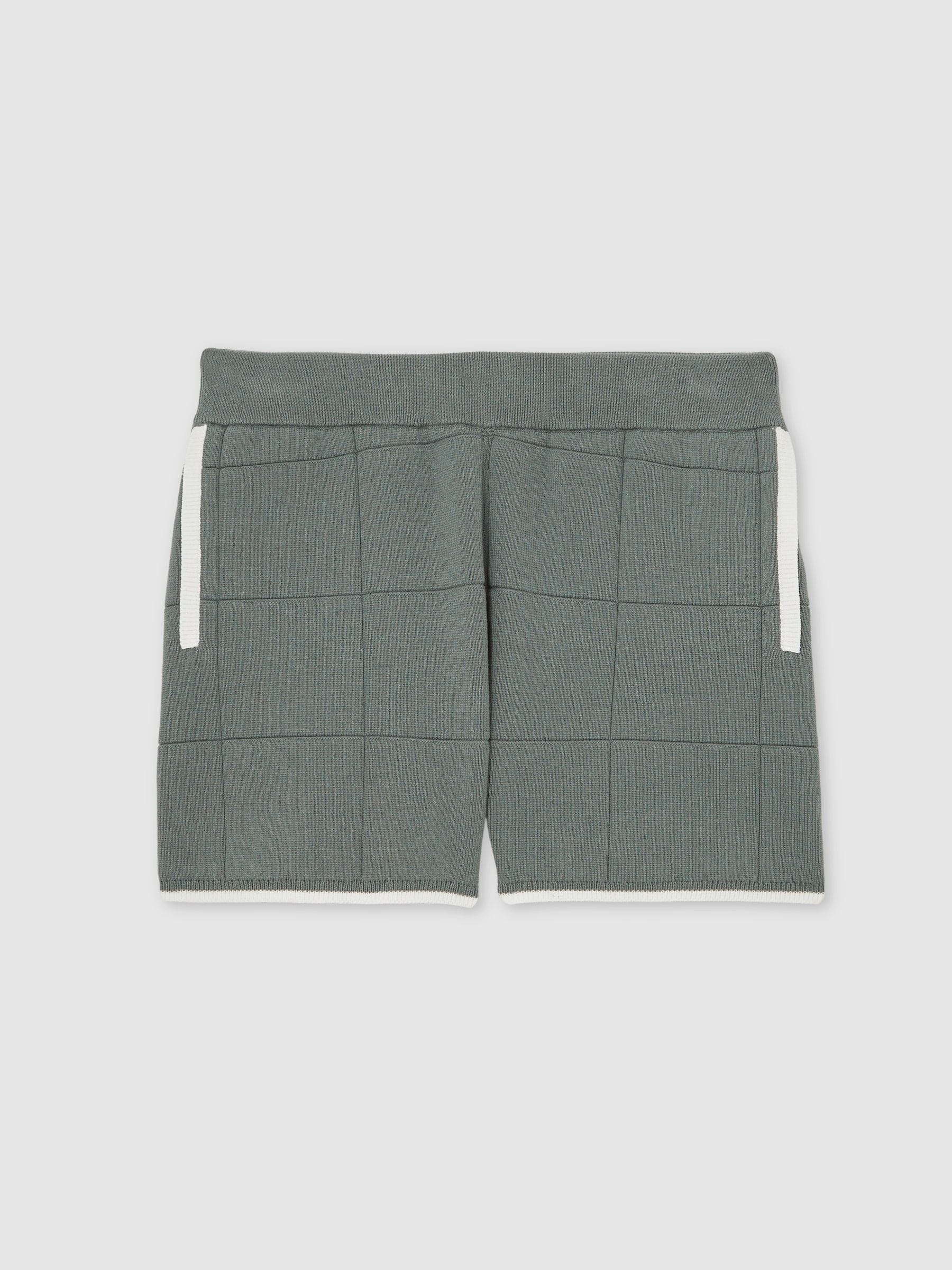Dsiney Kidz - Reiss Dark Sage Green Barbor 13-14 yrs Tipped Knit Stitch-Detail Shorts image 1