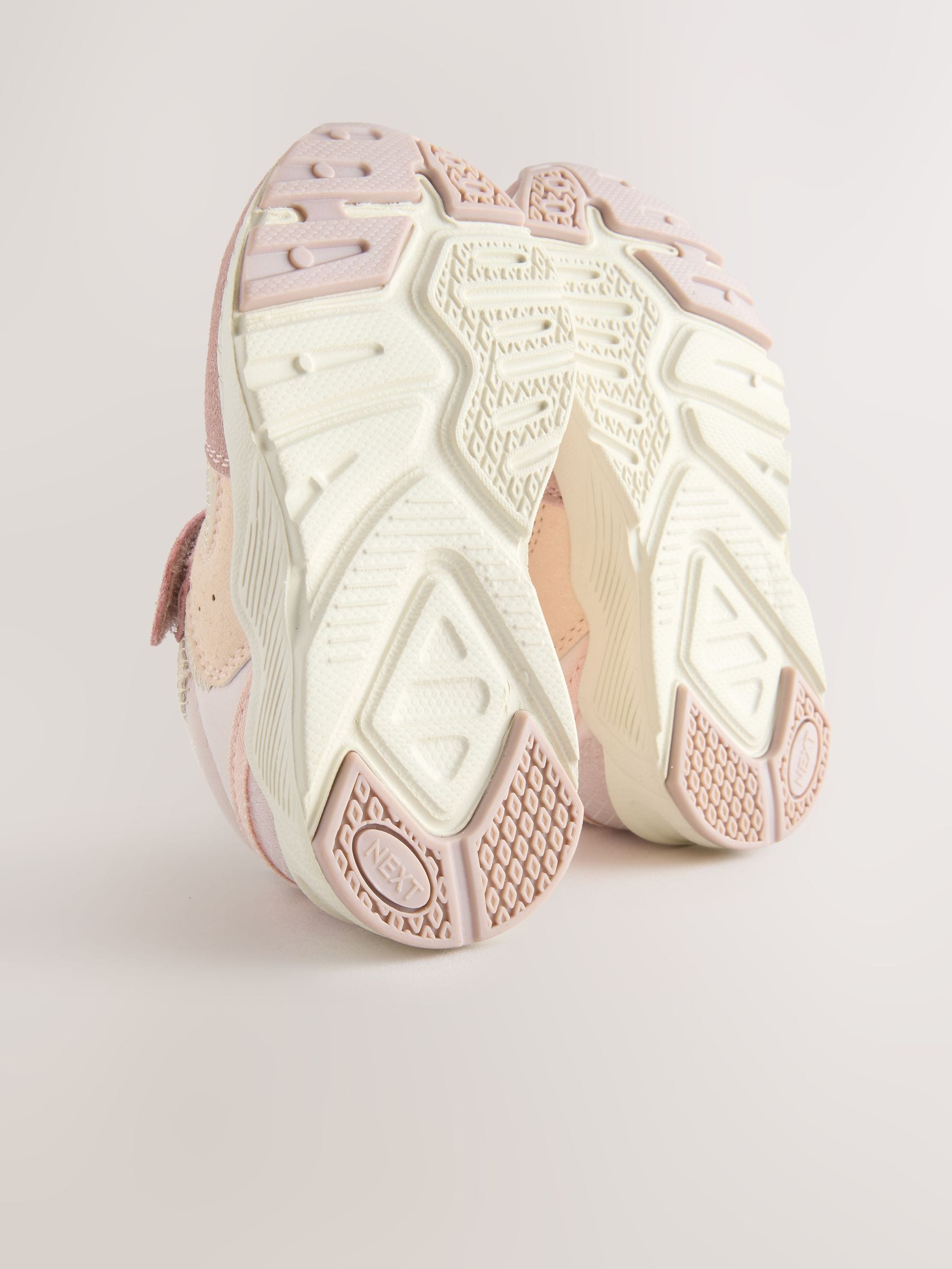 Pink Wide Fit (G) Elastic Lace Touch Fasten Trainers image 4