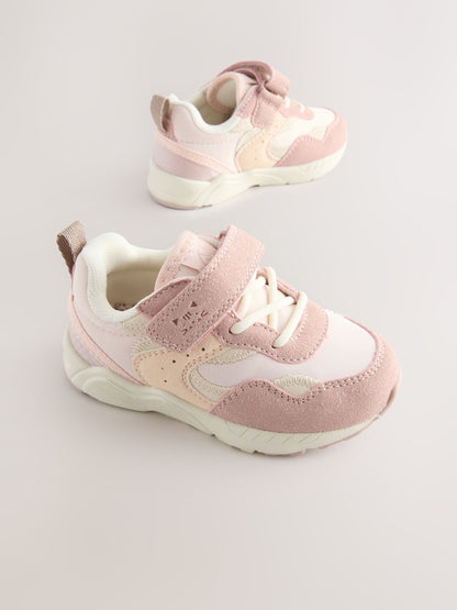 Pink Wide Fit (G) Elastic Lace Touch Fasten Trainers image 1