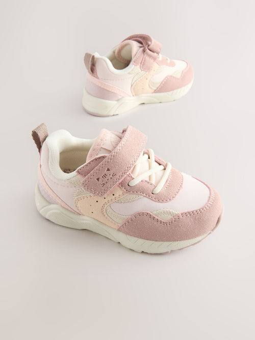 Pink Wide Fit (G) Elastic Lace Touch Fasten Trainers image 1