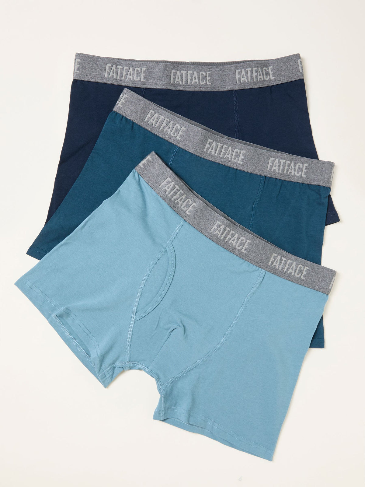 Dsiney Kidz - FatFace 3 Pack Teal/Blue/Navy Plain Boxers image 1