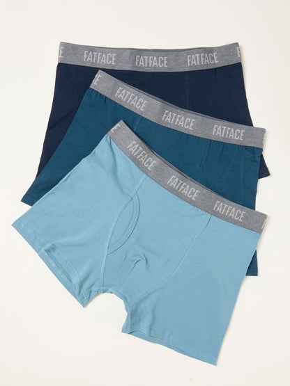 Dsiney Kidz - FatFace 3 Pack Teal/Blue/Navy Plain Boxers image 1